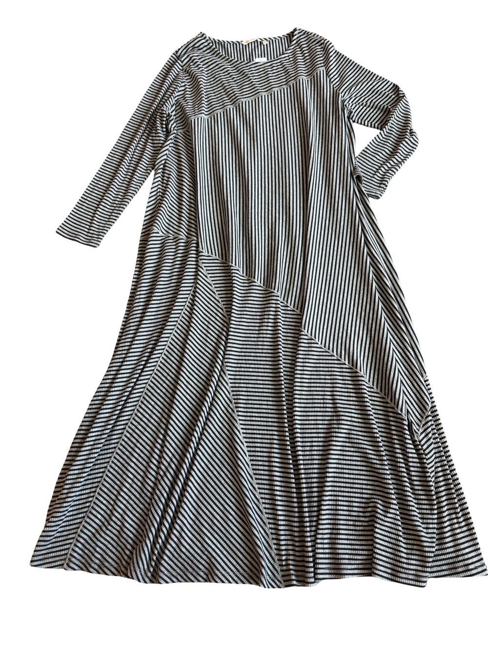 Soft Surroundings Ryley Black Gray Striped Ribbed Maxi Dress Size 3X Women's NWT